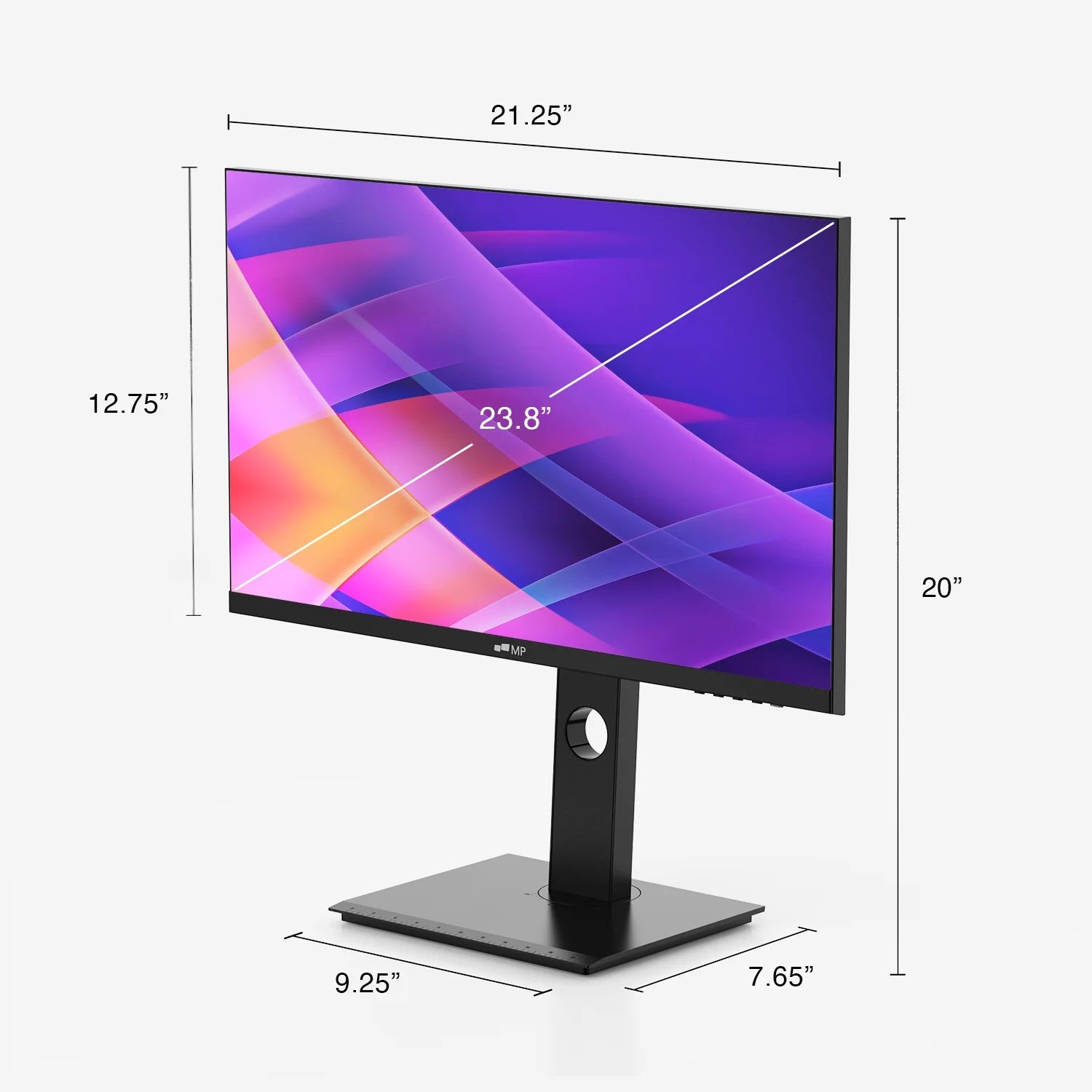 Size of MP 24 inch desktop monitor
