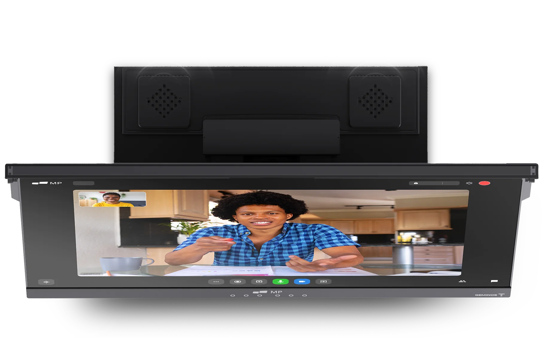 Webcam, speakers, microphone and more are built into the Geminos