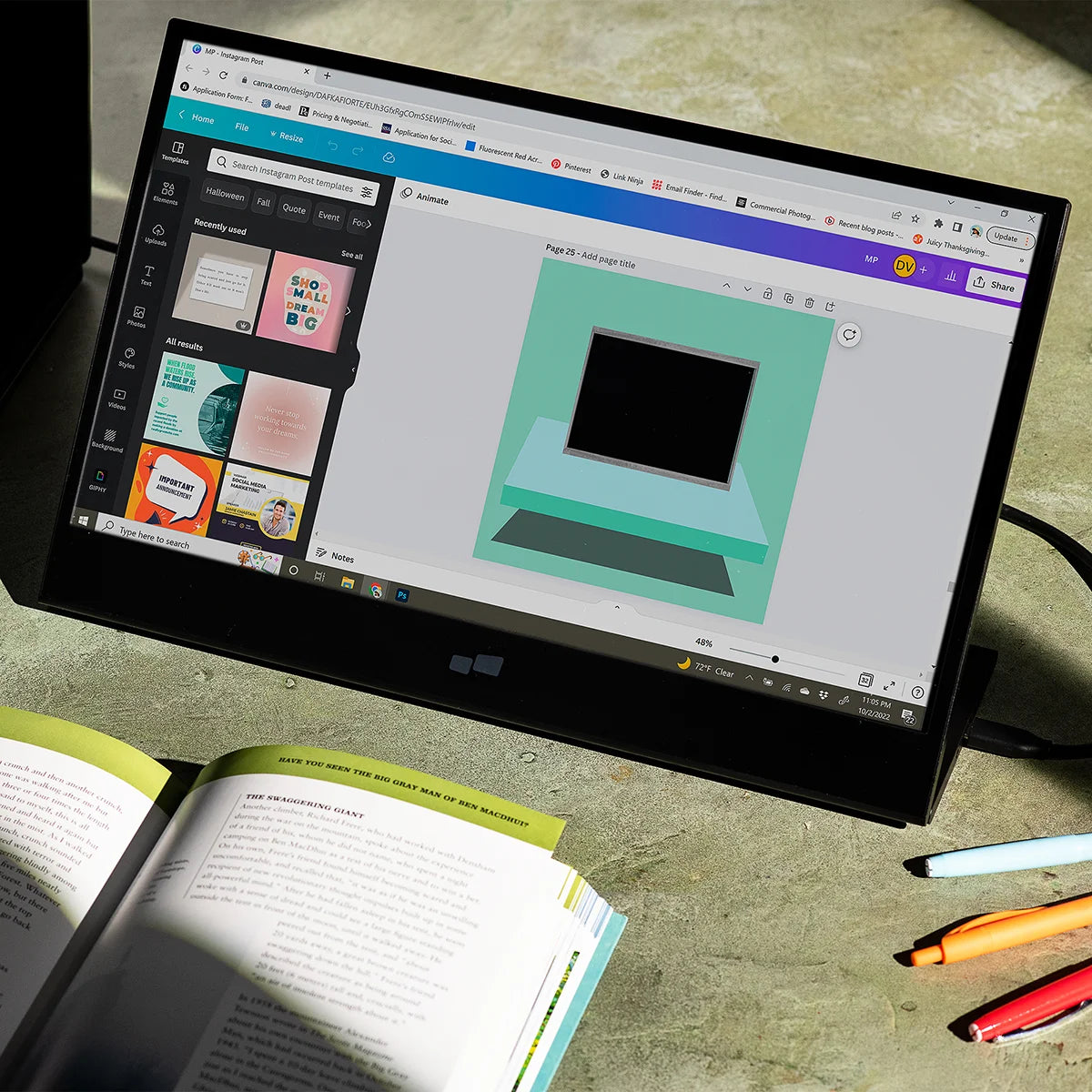 Glance portable monitor for laptop