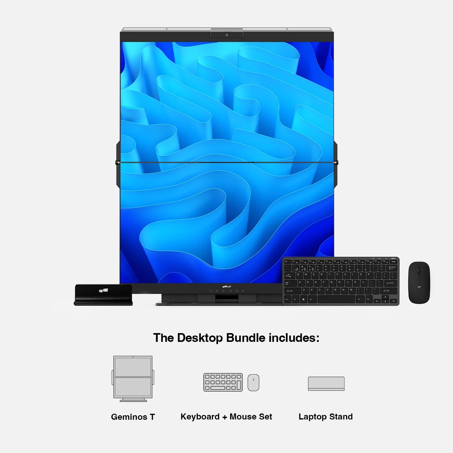 Geminos T Touch screen Dual Stacked Monitor Desktop Bundle