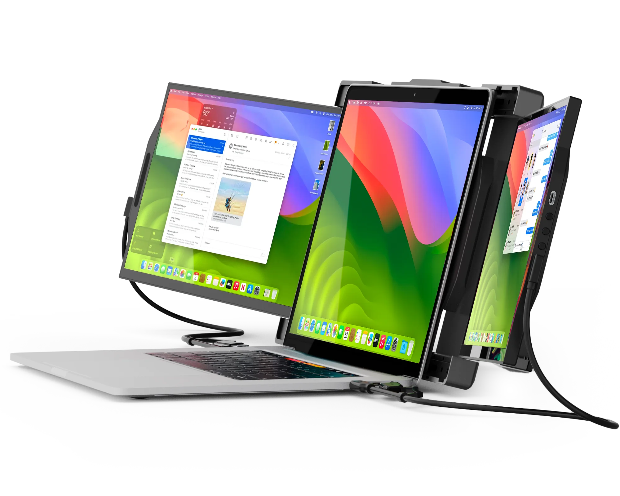 FOPO Monitor triple para laptop, extensor de pantalla de monitor de laptop  de 15 pulgadas para pantalla de monitor doble, monitor portátil FHD 1080P