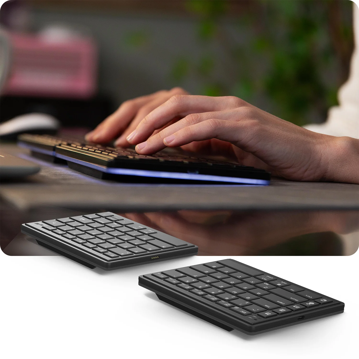 Tetra Keyboard with Typing Comfort and Efficiency