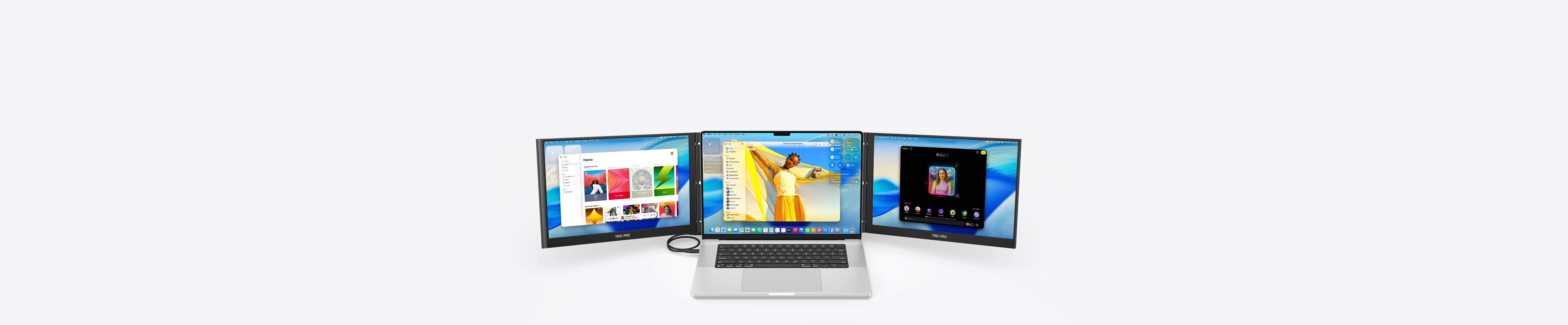 Mobile Pixels Trio triple-screen laptop setup